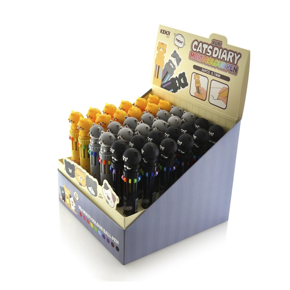 Bolígrafo Kuki Cats 10 colores 0,7mm - Pack 36 uds