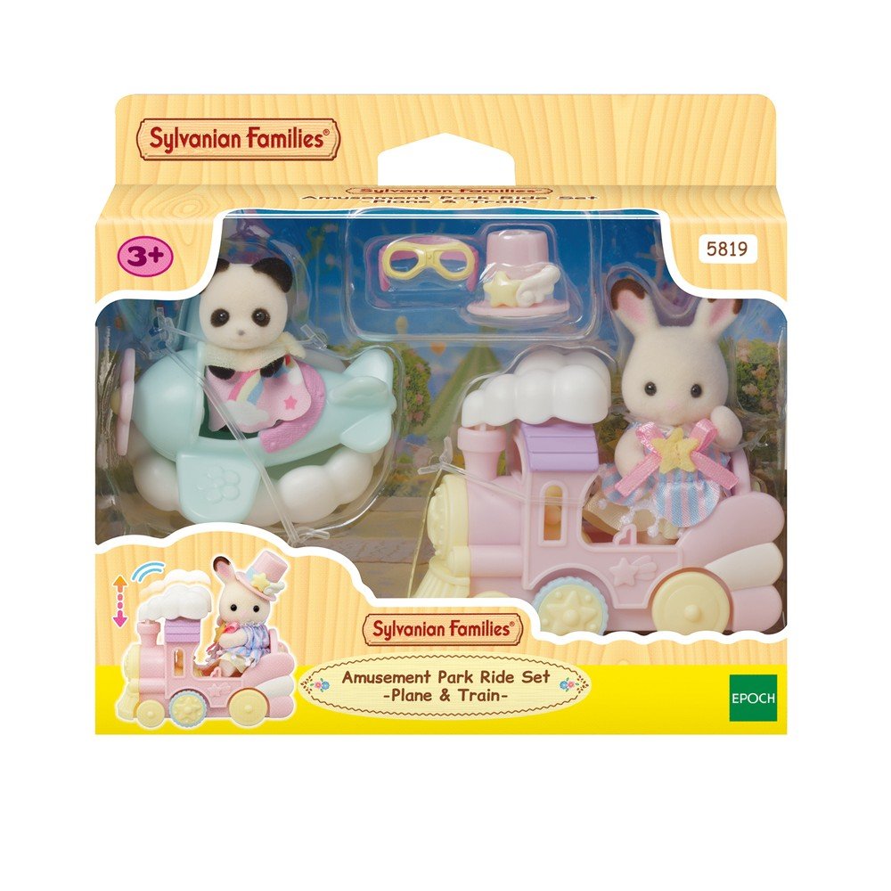 Sylvanian Families Creme y Erin en tren y avión