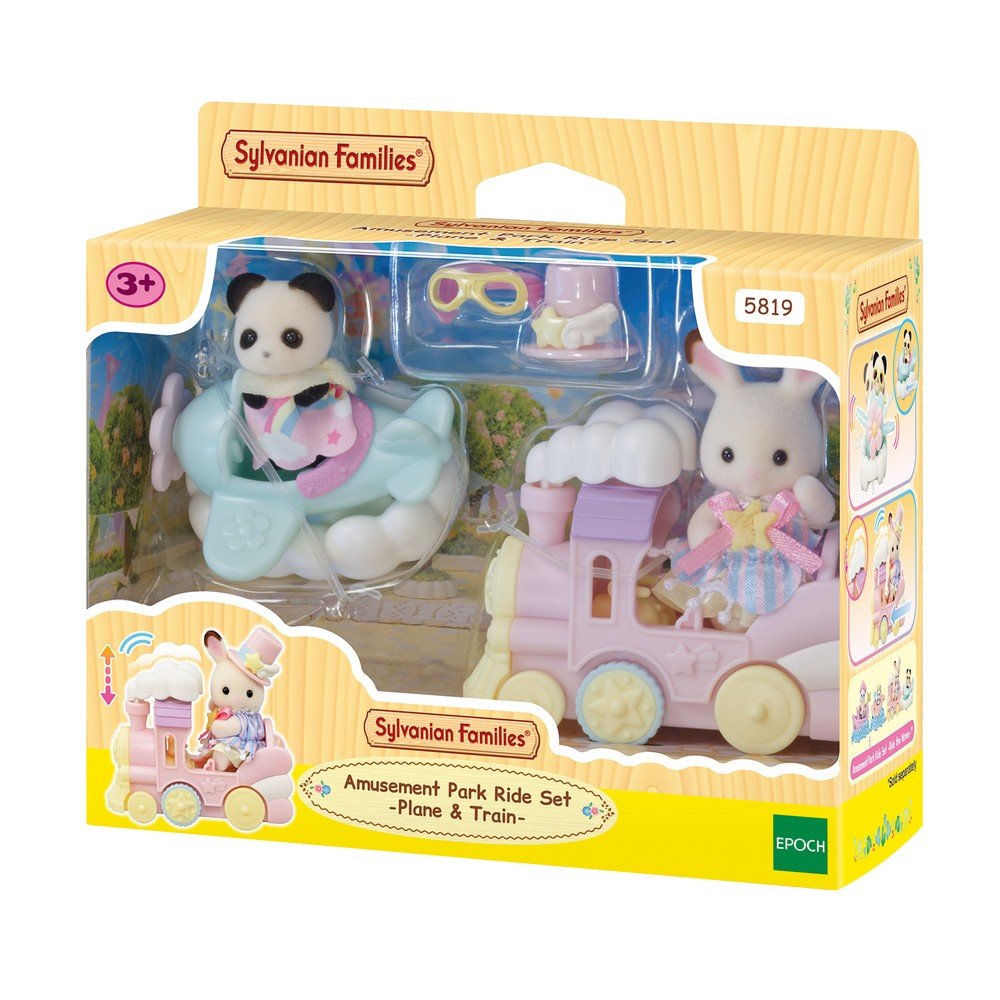 Sylvanian Families Creme y Erin en tren y avión