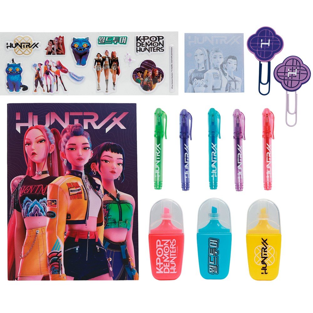 Set de papelería K-Pop Demon Hunters con neceser