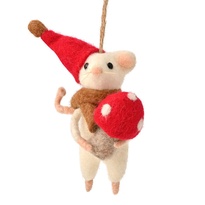 Ratón Fieltro con Hongo y Sombrero Rojo 12 cm Widdop Navidad Imagen principal del producto