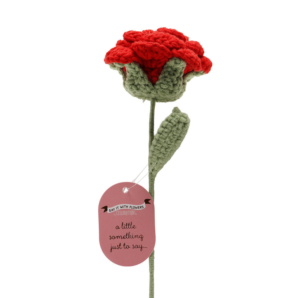 Flor Crochet Rosa Roja 35 cms WIDDOP