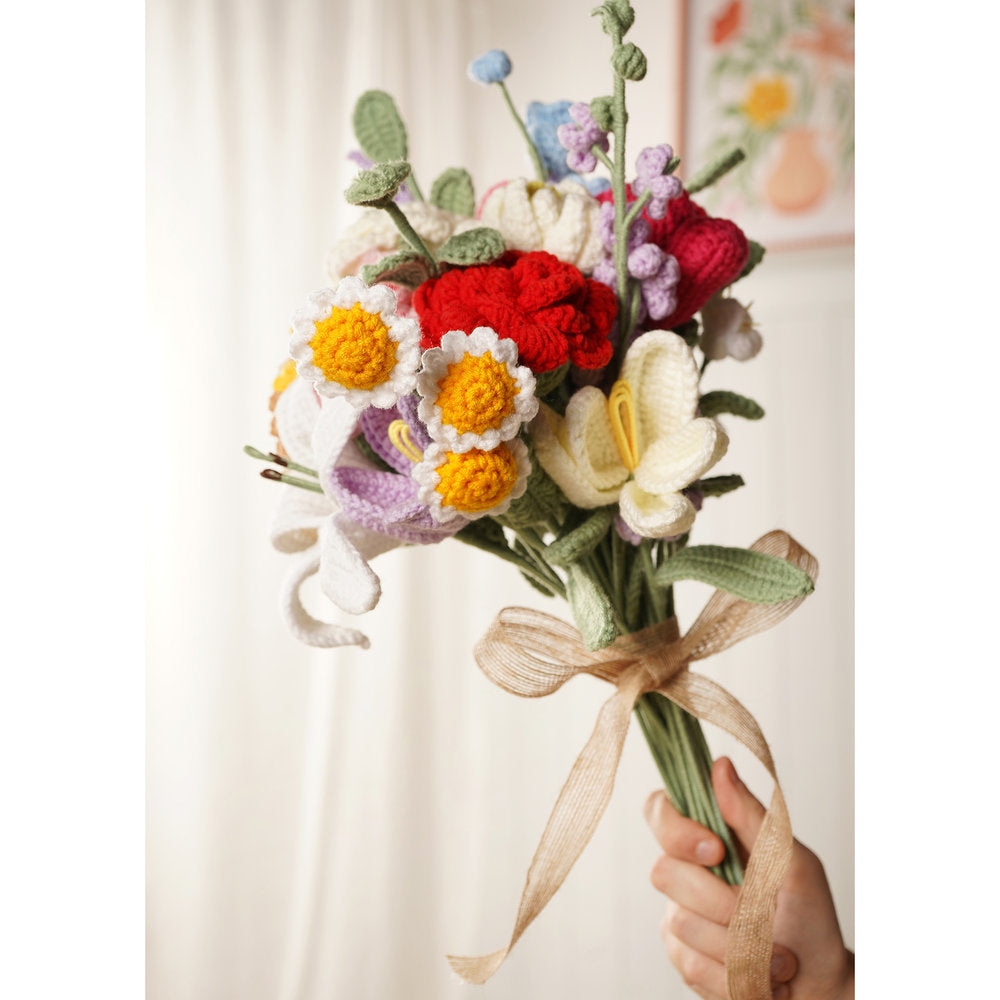 Flor Crochet Girasol 35 cm - Pack 12 unidades