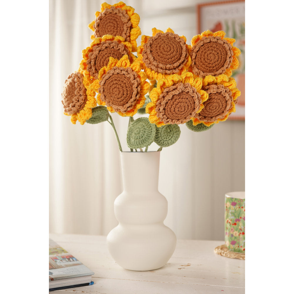 Flor Crochet Girasol 35 cm - Pack 12 unidades
