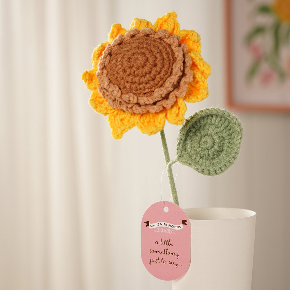 Flor Crochet Girasol 35 cm - Pack 12 unidades
