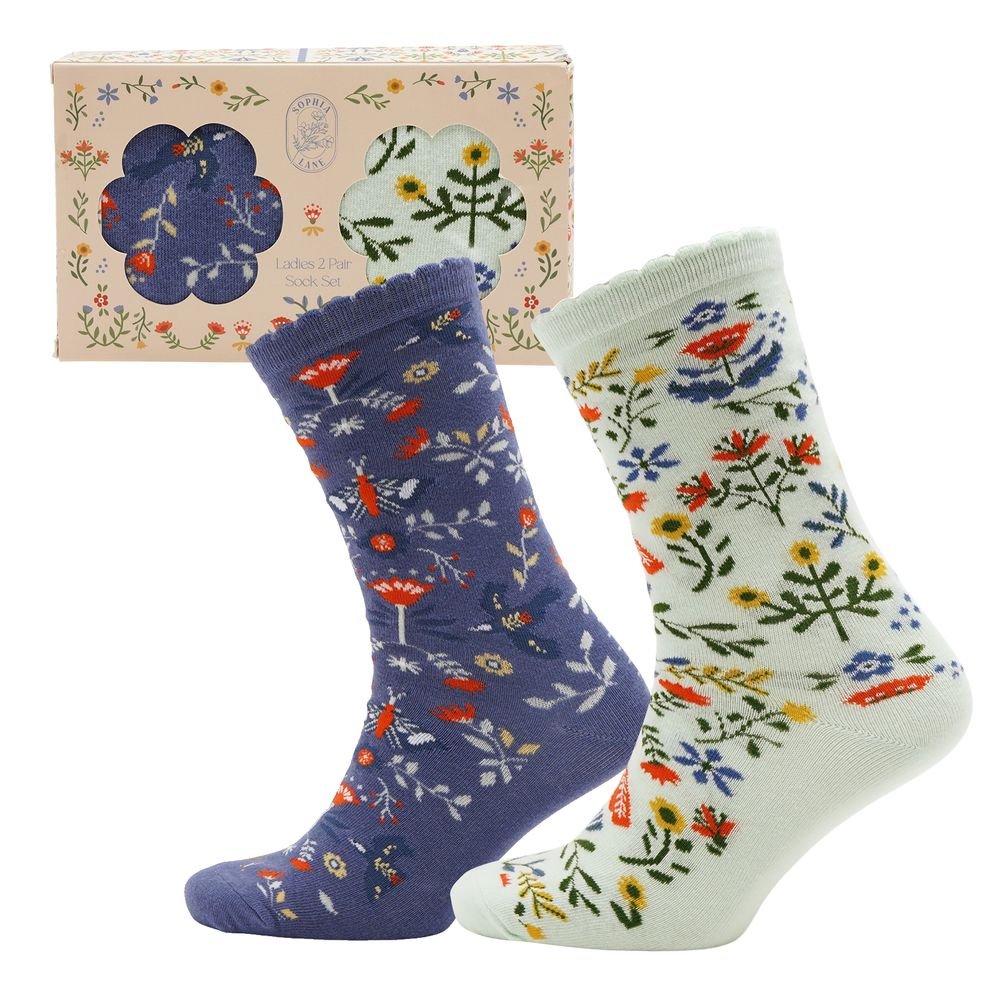 Set 2 pares calcetines florales mujer 35/38 Widdop