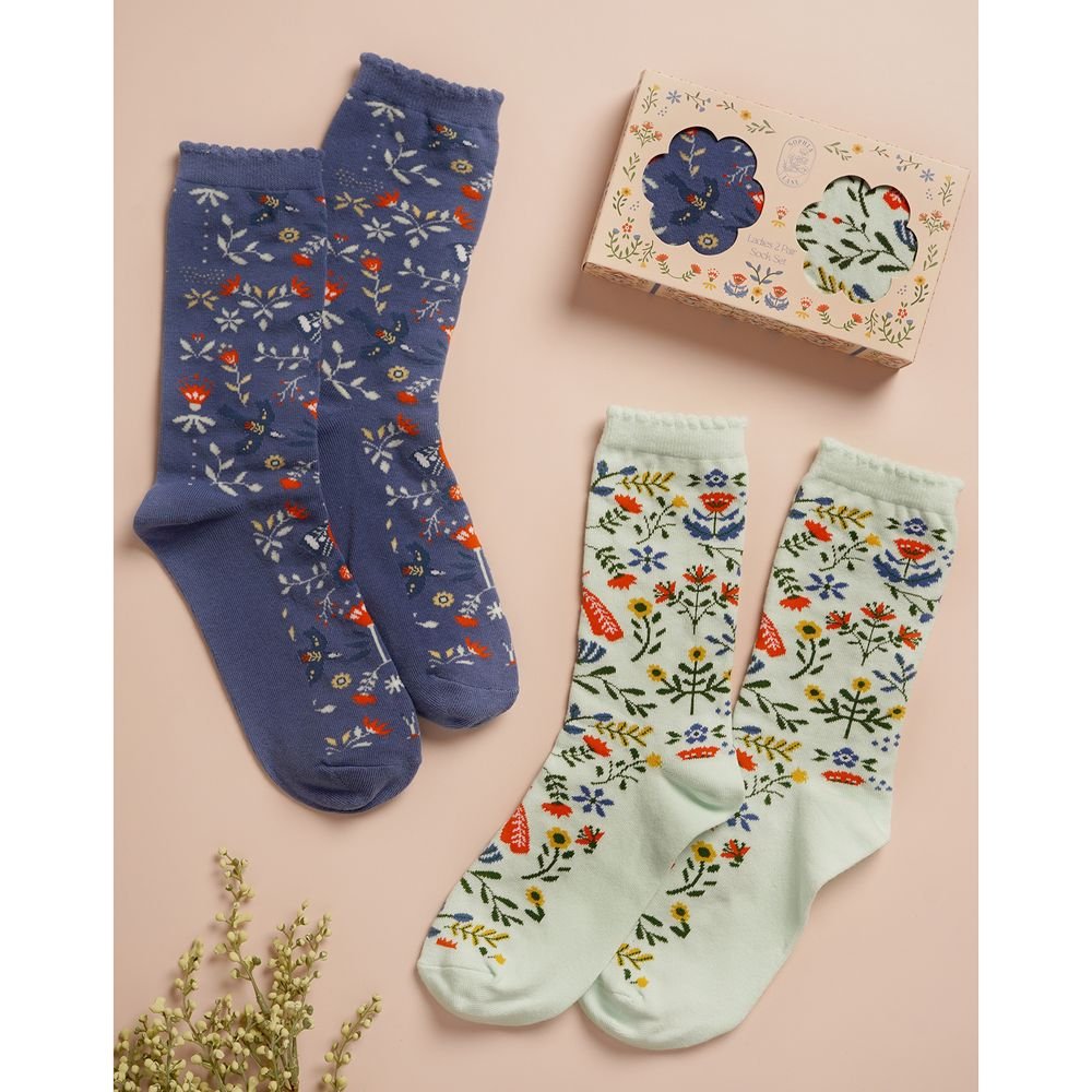 Set 2 pares calcetines florales mujer 35/38 Widdop