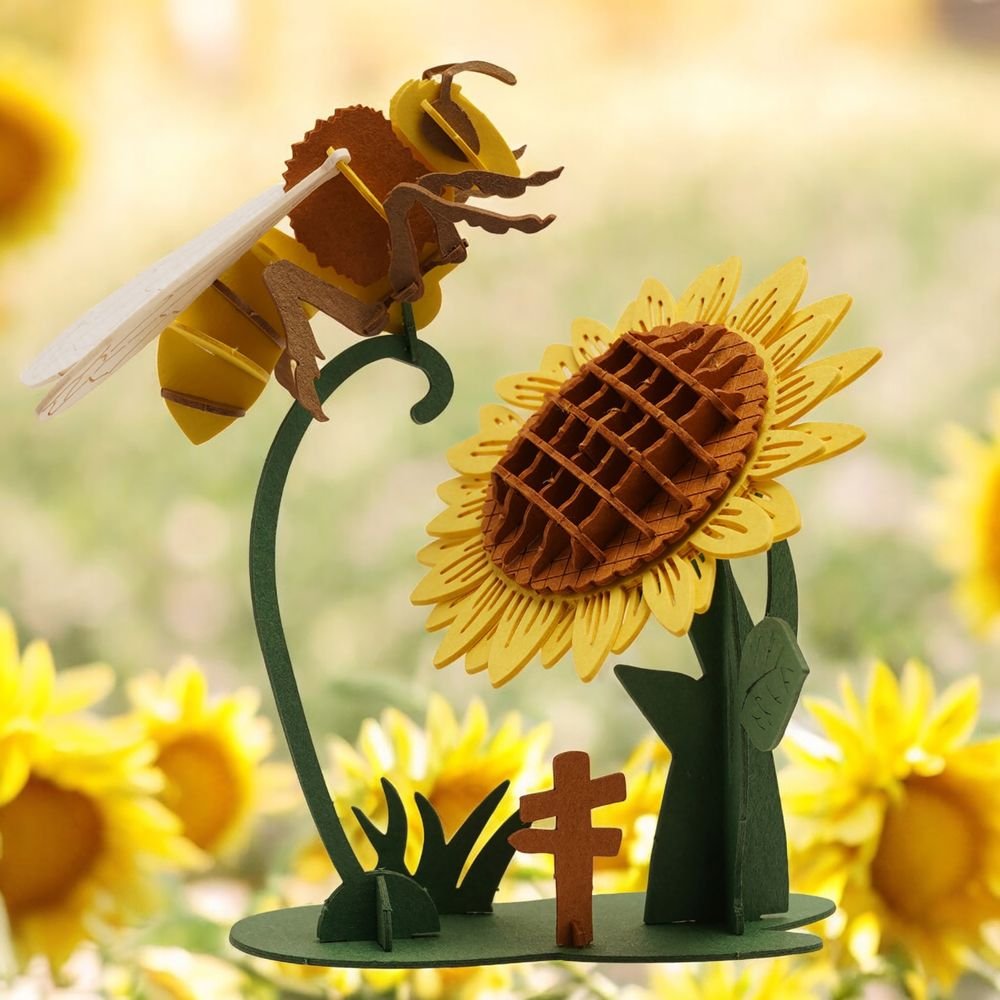Maqueta de papel 3D Abeja y Girasol - WIDDOP