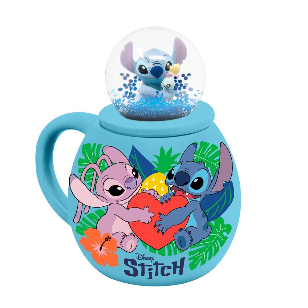Taza 350ml con bola de nieve Disney Stitch Love