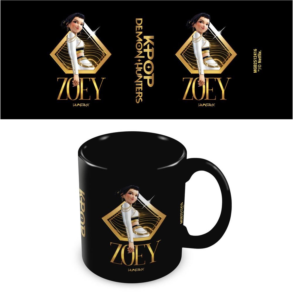 Taza Negra K-pop Demon Hunters Golden Zoey 325ml