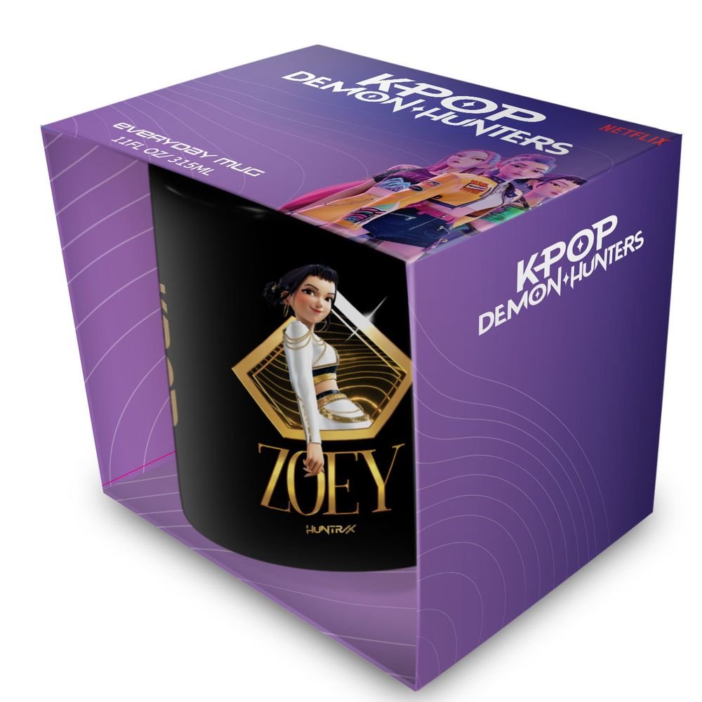 Taza Negra K-pop Demon Hunters Golden Zoey 325ml