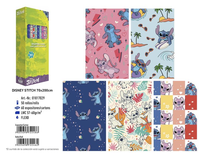 Expositor Papel Regalo Rollo 50 U Stitch 70x200 cm Imagen principal del producto