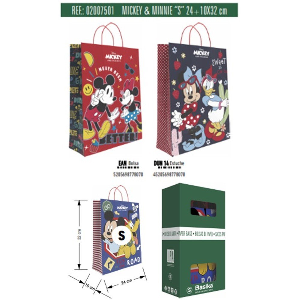 Bolsa papel kraft infantil Mickey Minnie 48 ud