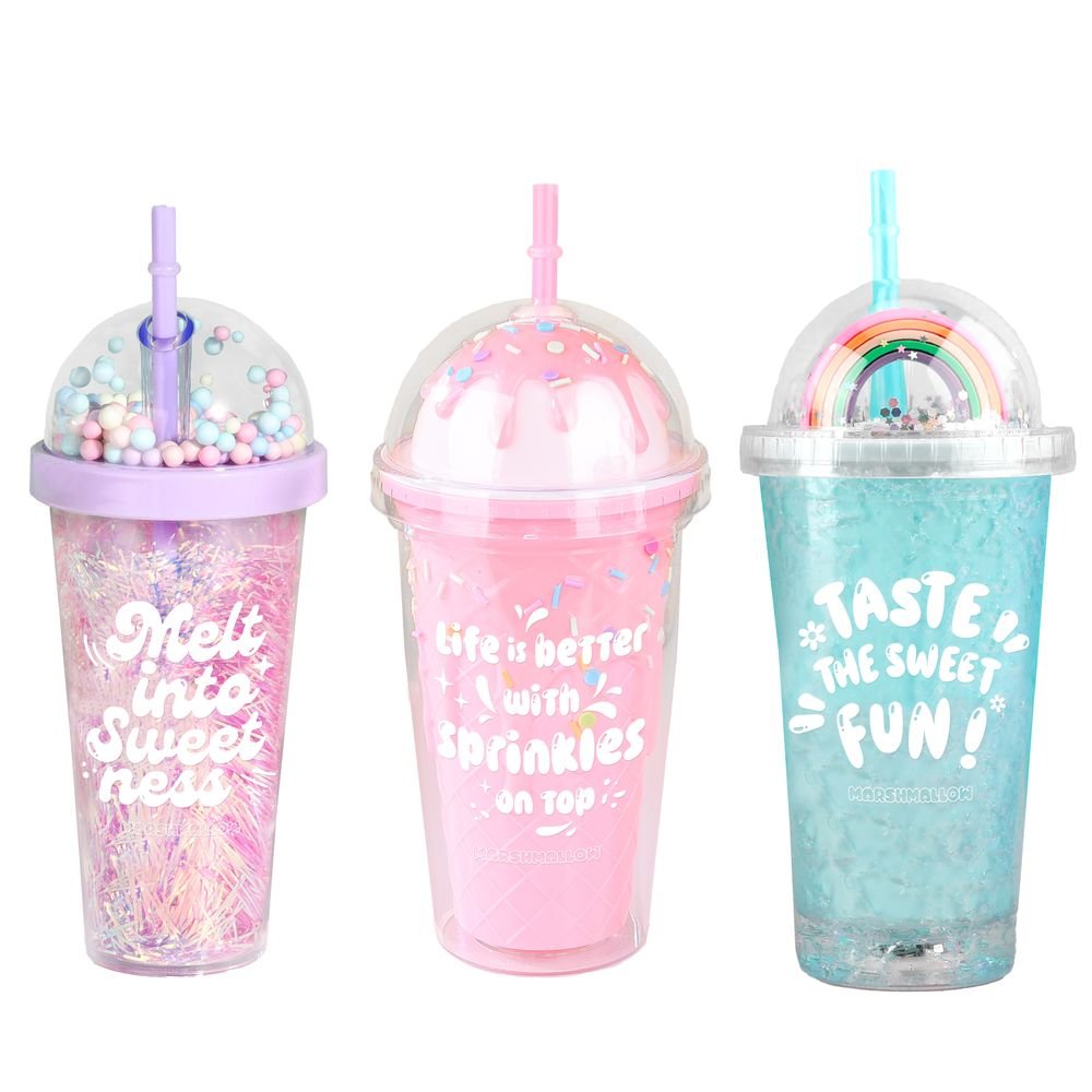 Vaso con pajita Marshmallow 460ml doble pared