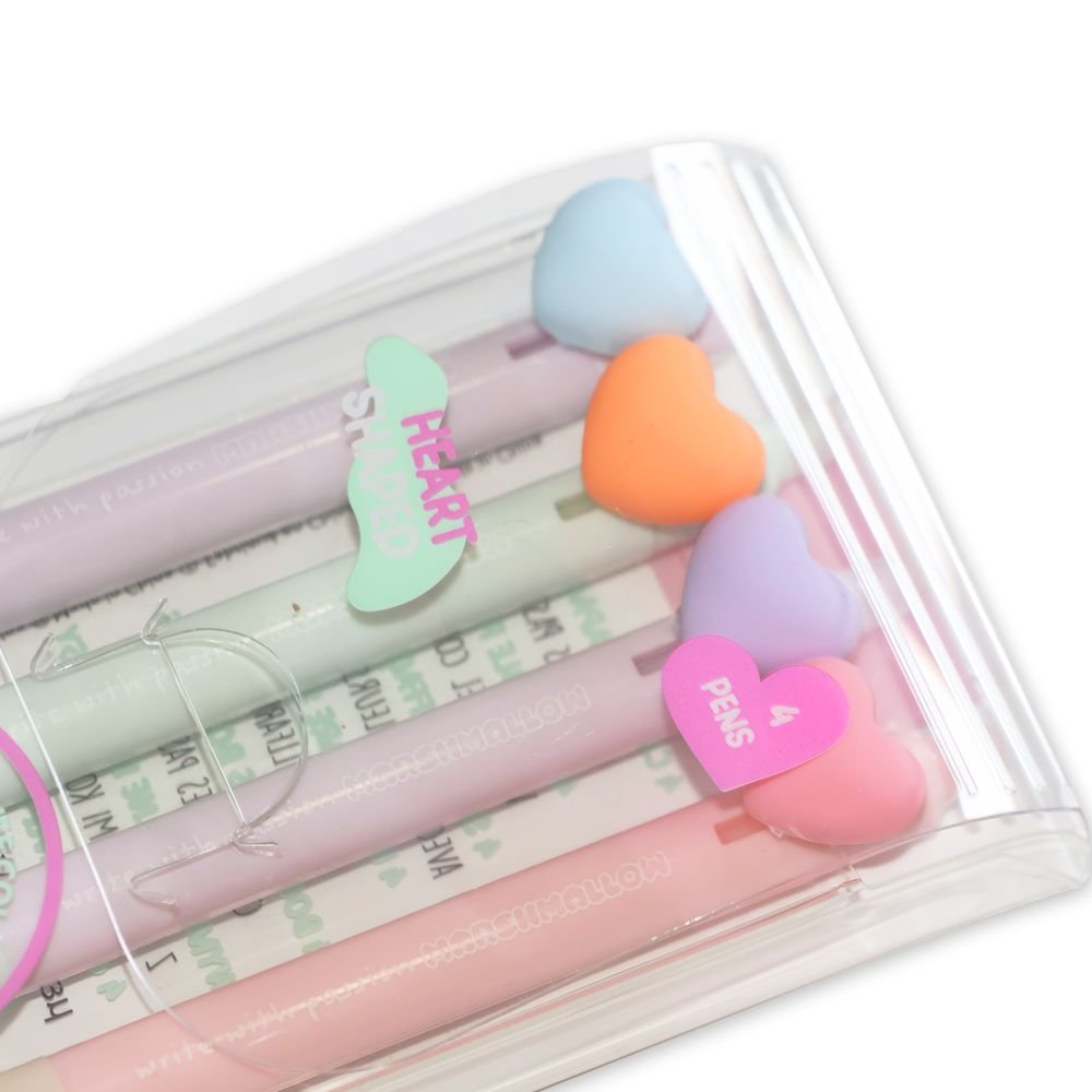 Set 4 Bolígrafos Borrables Heart Shaped Tinta Azul MARSHMALLOW