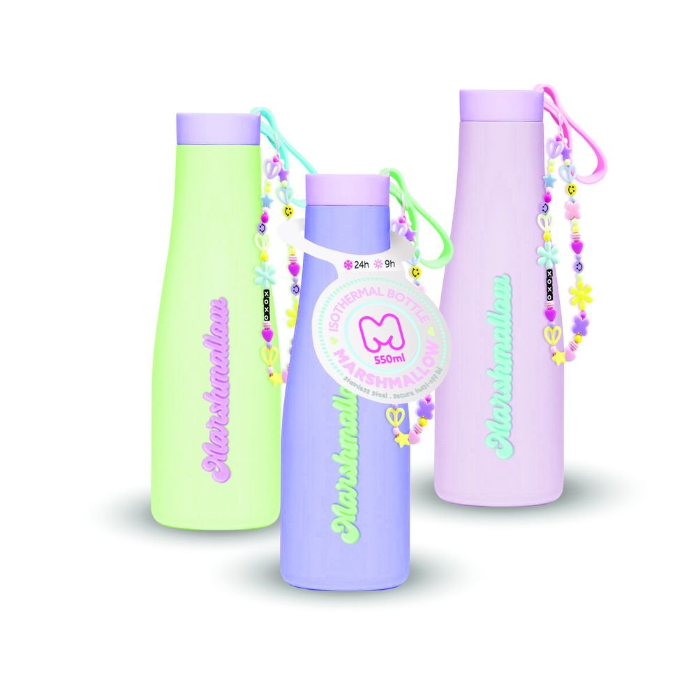 Botella Summertime Waterbottles Marshmallow con llavero