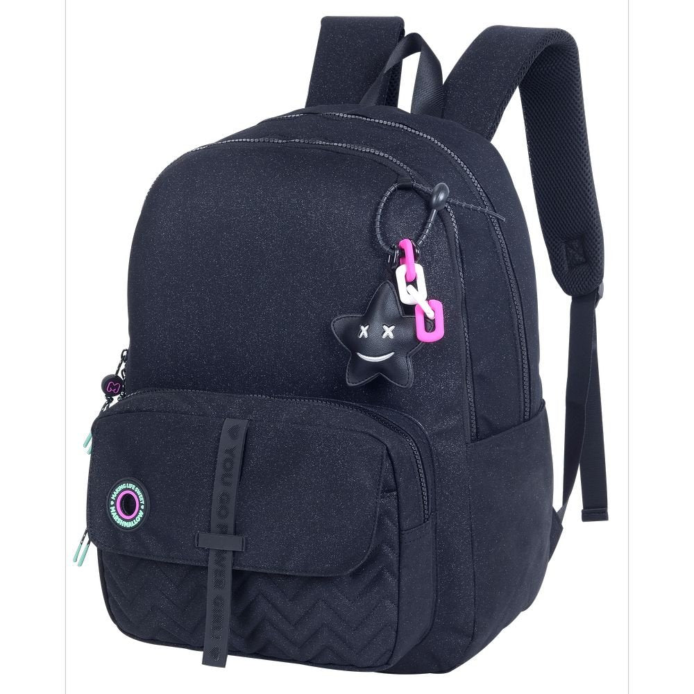 Mochila Escolar Nighty Black Marshmallow 42x32cm