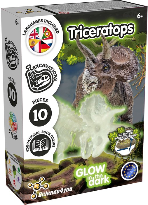 JUEGO DE MESA EXCAVACIONES TRICERATOPS BRILLA OSCURIDAD | SCIENCE 4 YOU | 1 UNIDAD | 5600983628090 Imagen principal del producto