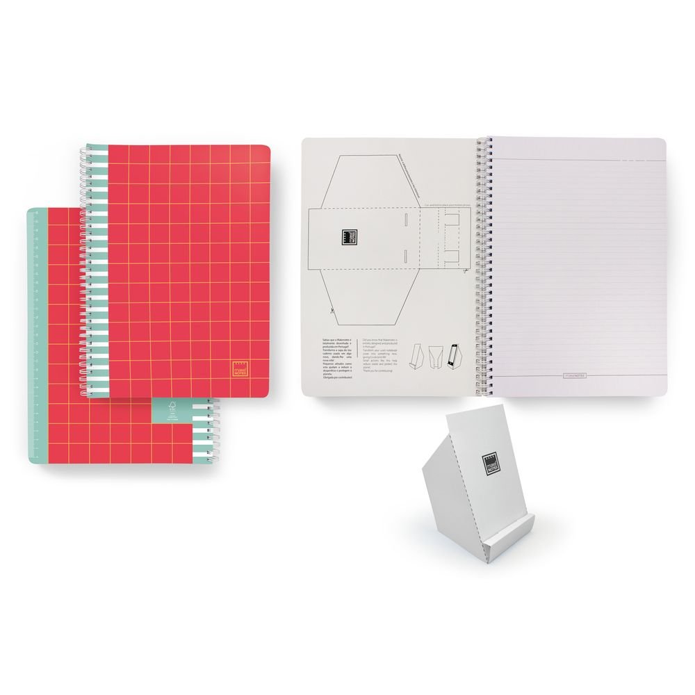 Cuaderno Espiral Metalico Duplo Blanco A4 Rayado Simple Rojo MAKENOTES Imagen principal del producto