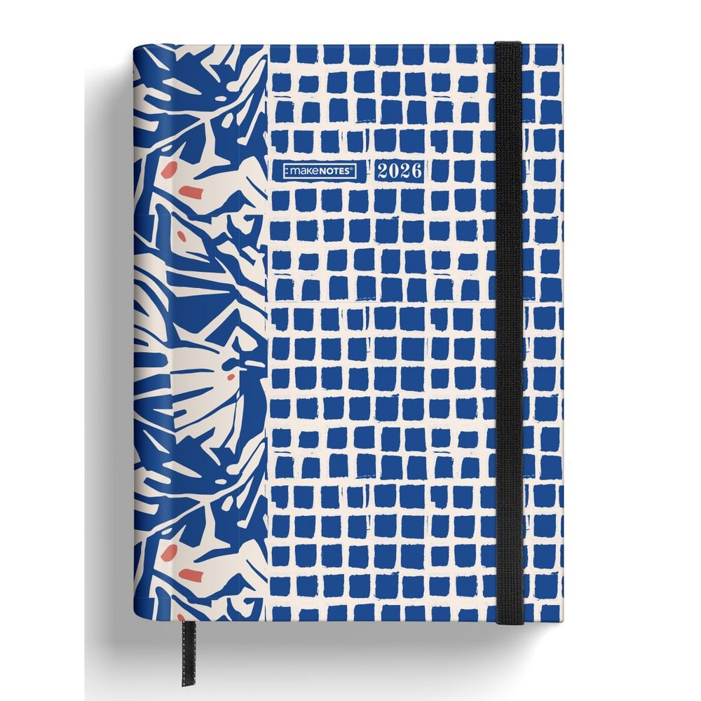 AGENDA SEMANAL A5 ESPIRAL BLANCA OCULTA 12MESES BLUE FLWRS | MAKENOTES Imagen principal del producto
