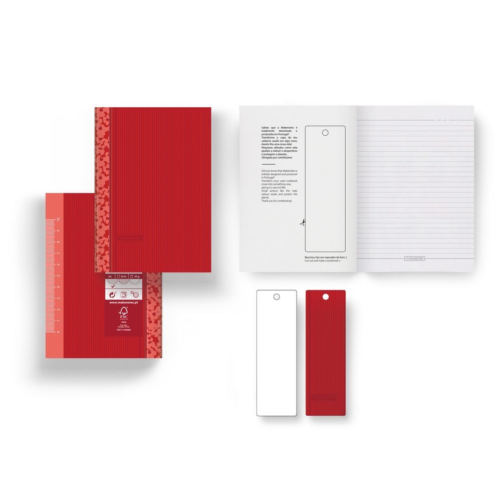Cuaderno encolado A6 rayado 80 hojas 80 g Red Flowers MAKENOTES