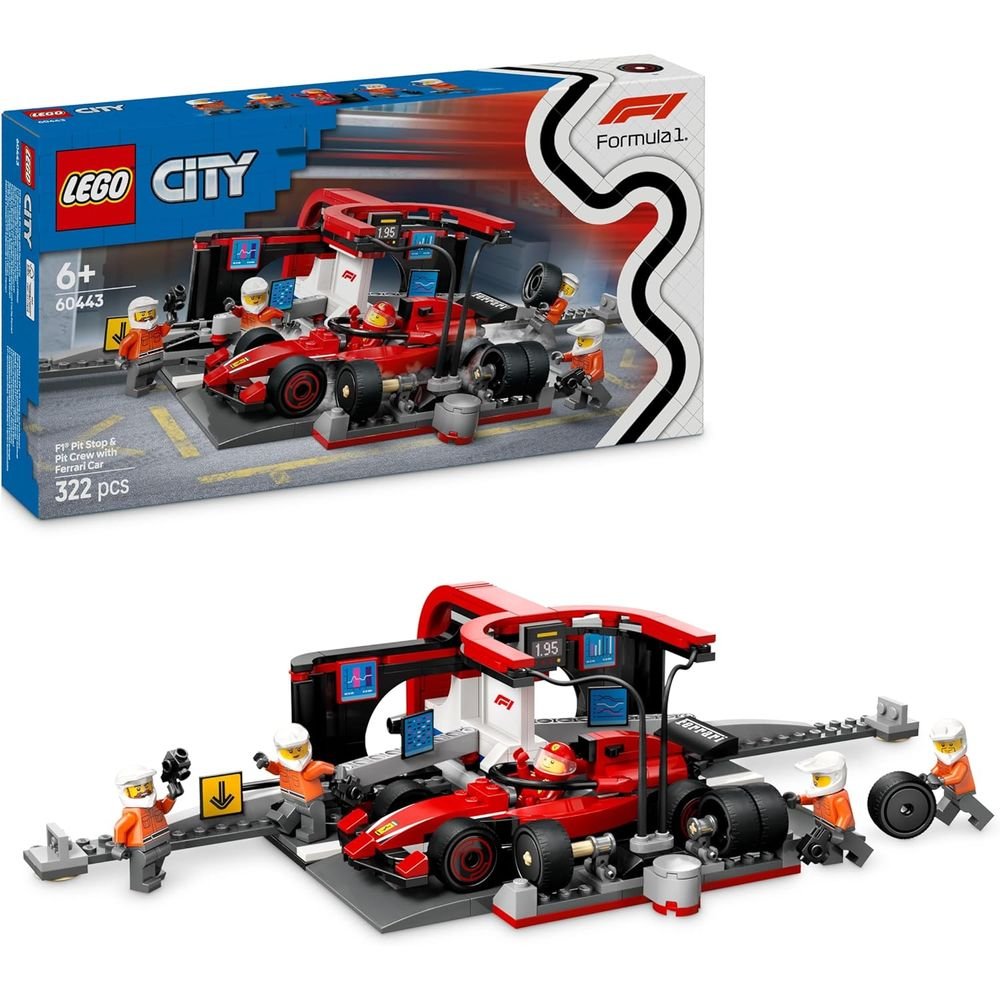 LEGO PARADA EN BOXES DE F1 Y EQUIPO MECANICOS COCHE FERRARI | LEGO CITY | 1 UNIDAD | 5702017812496 Imagen principal del producto