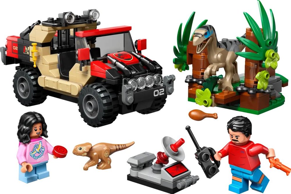 LEGO JURASSIC WORLD HUIDA EN TODOTERRENO Y RAPTOR AL ACECHO | LEGO JURASSIC WORLD | 1 UNIDAD | 5702017812779 Imagen principal del producto