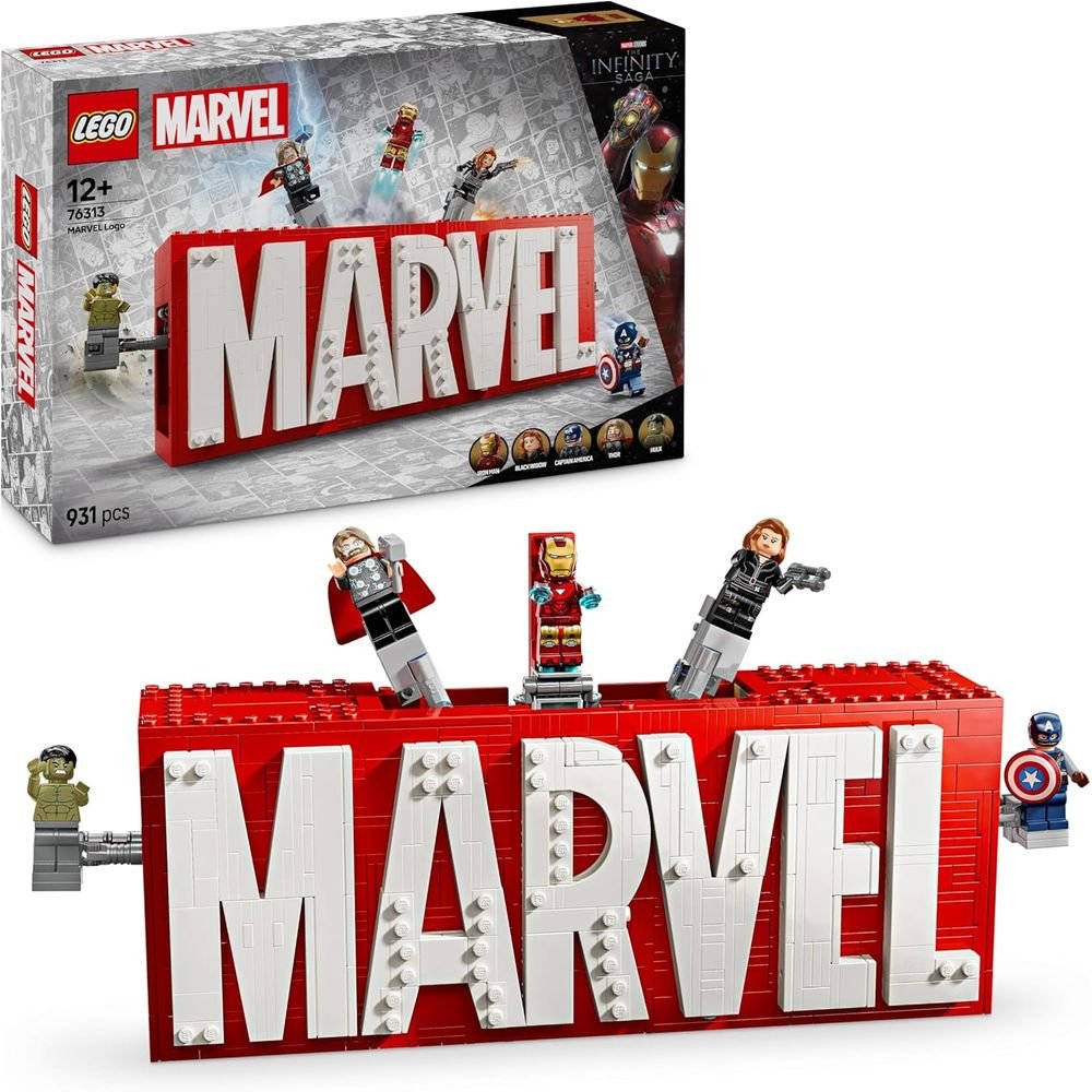 Lego Marvel Logotipo y Minifiguras 76313