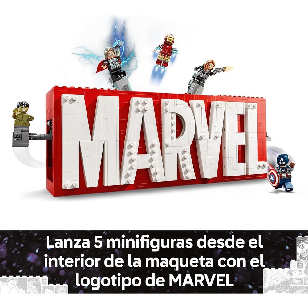 Lego Marvel Logotipo y Minifiguras 76313