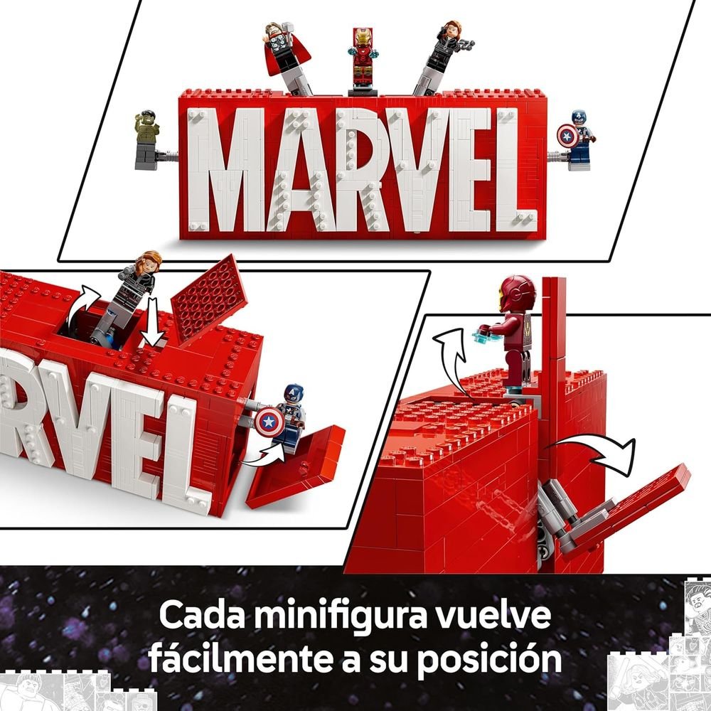 Lego Marvel Logotipo y Minifiguras 76313