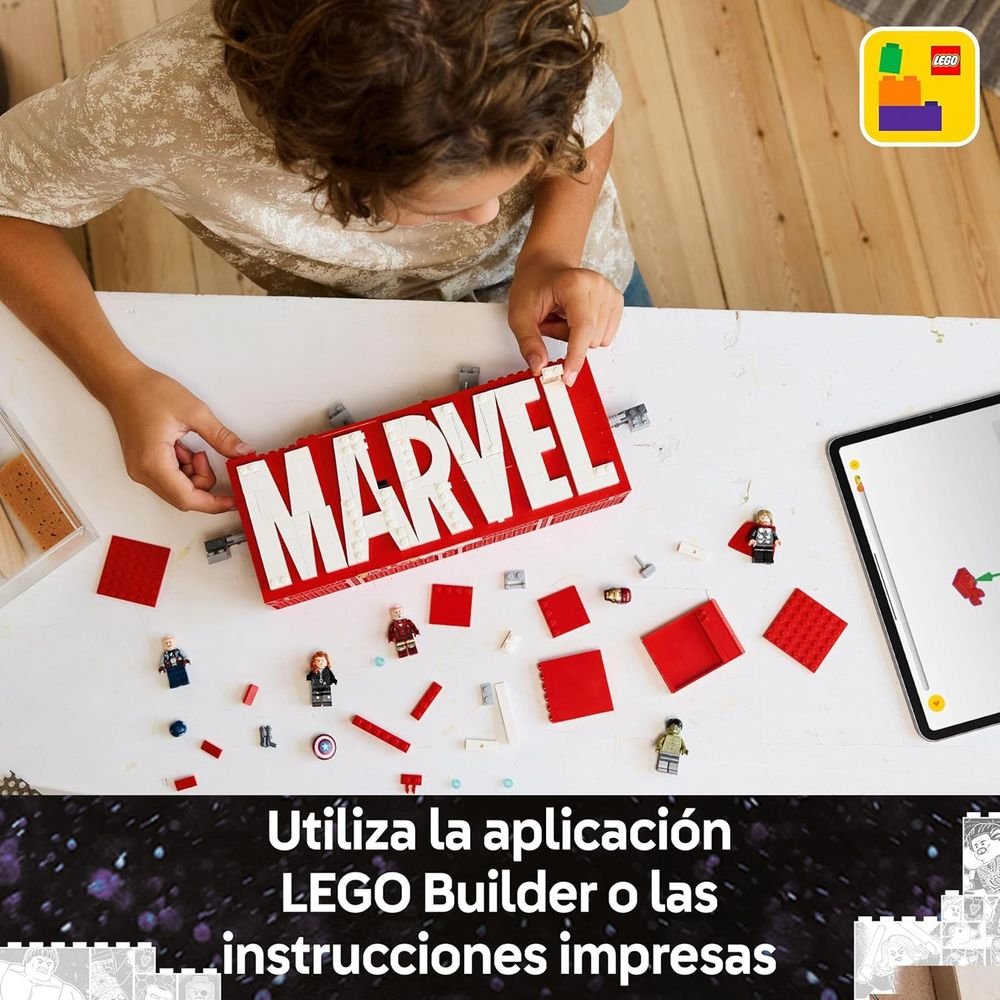 Lego Marvel Logotipo y Minifiguras 76313