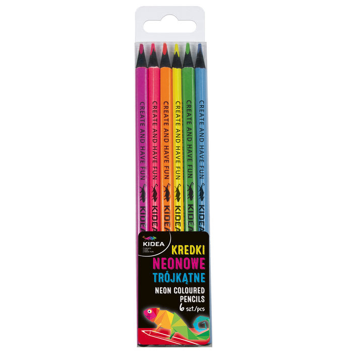 Blister 6 Lápices Triangulares Colores Neon Kidea Imagen principal del producto