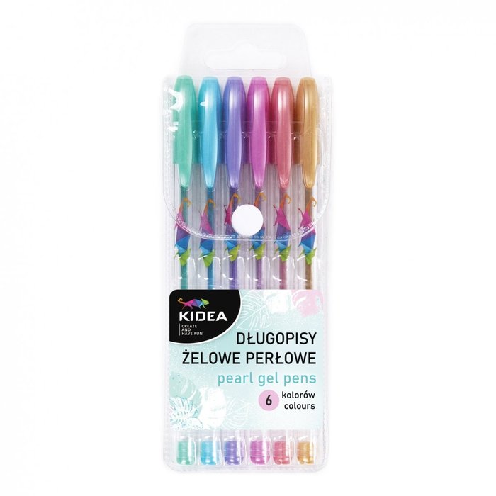 Set de 6 bolígrafos de gel perlados Kidea (Pack 24 uds)