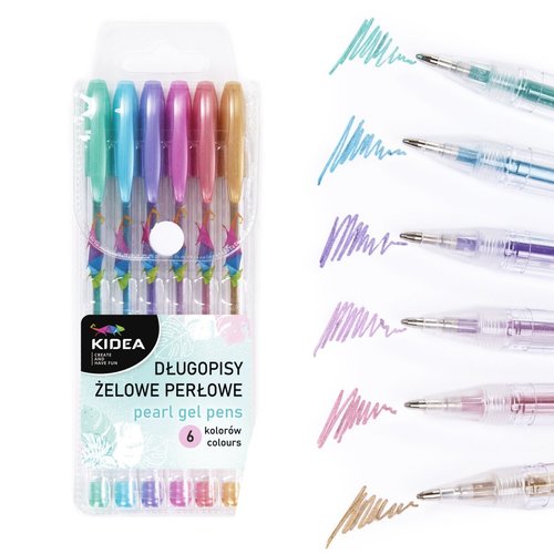 Set de 6 bolígrafos de gel perlados Kidea (Pack 24 uds)