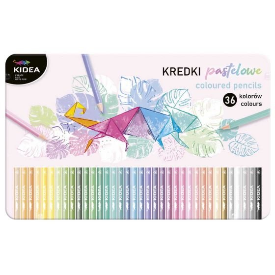 Caja metálica 36 lápices color pastel Kidea