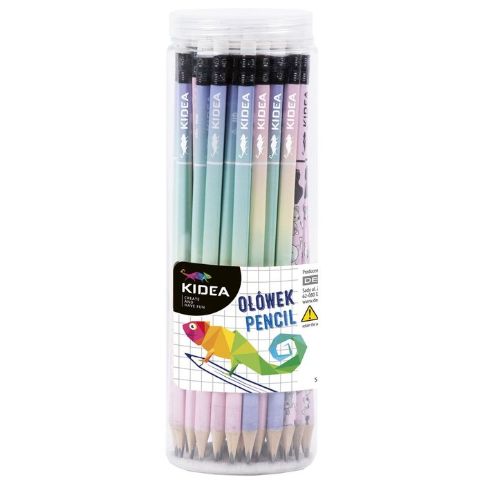 Bote de 48 lápices grafito con goma pastel degradado Kidea