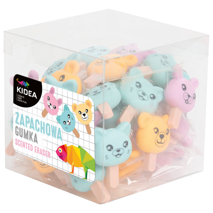 Expositor 36 Gomas de Borrar Perfumadas Piruletas Animales Kidea