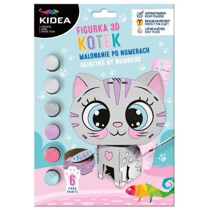 Set Pintar por Numeros Figura de Gato 3D para Montar Kidea Imagen principal del producto