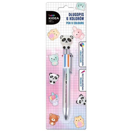 Bolígrafo 6 colores Kawaii Kidea, pack 12 unidades