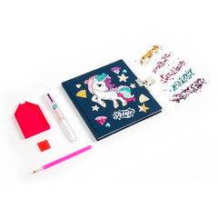DIARIO CON CANDADO Y BOLIGRAFO + DIAMANTES DECORATIVOS UNIC | 1 UNIDADES | (KIDEA)