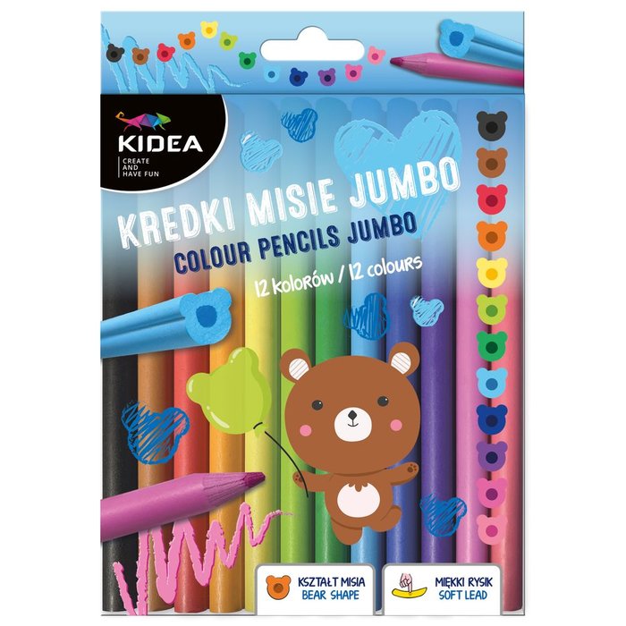 Lapices 12 Colores Jumbo con Forma de Osito Kidea Imagen principal del producto
