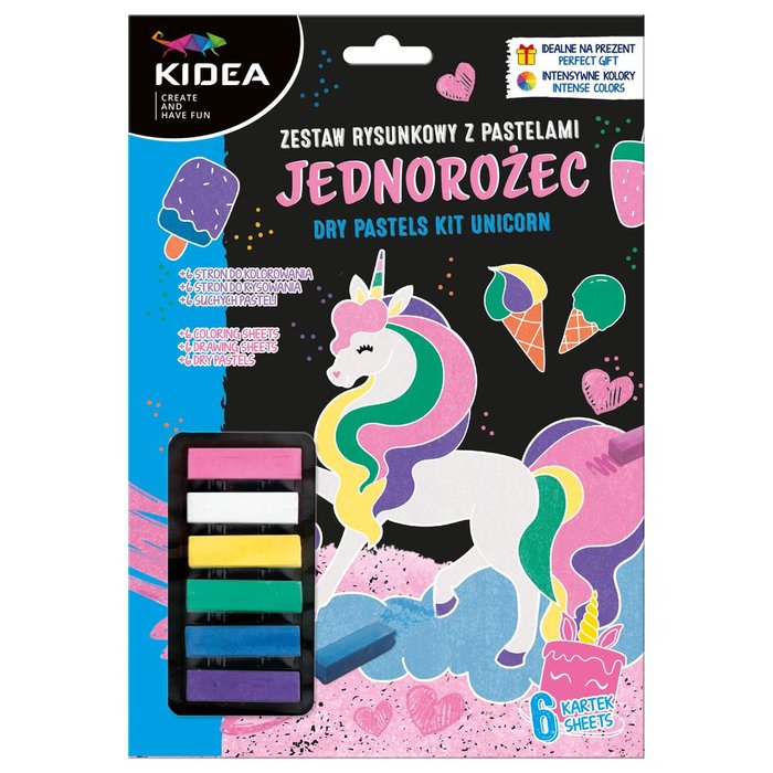 Set para colorear con tizas con 6 hojas de unicornios KIDEA
