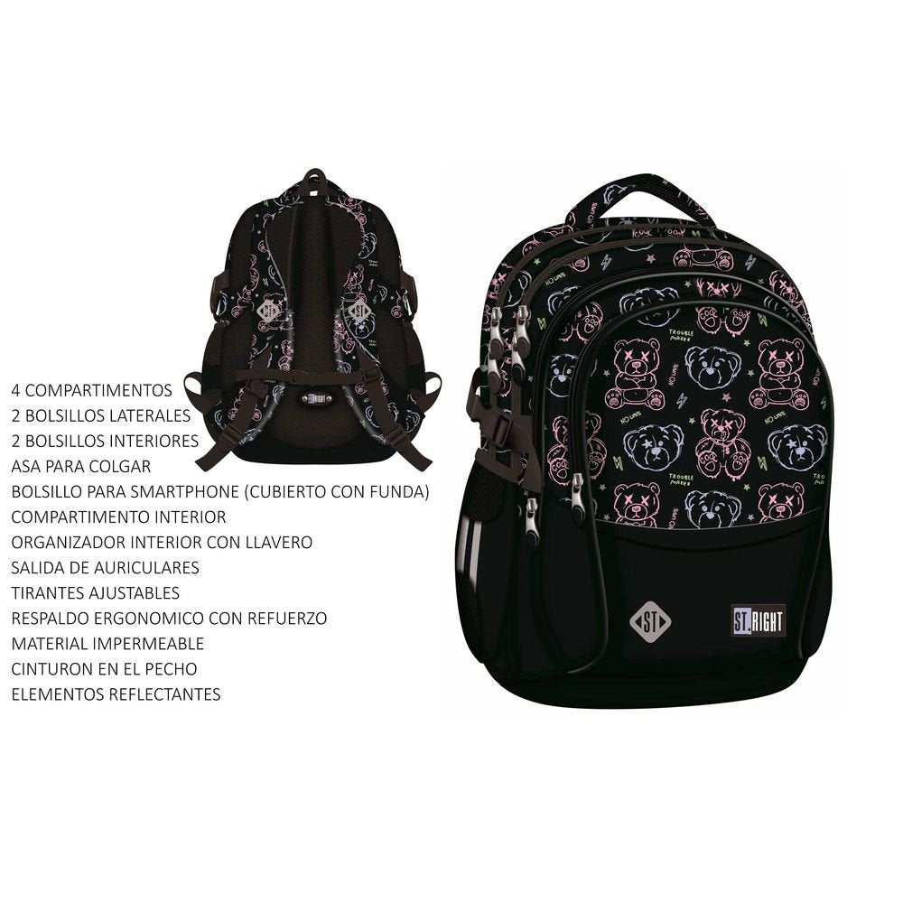 MOCHILA ESCOLAR TROUBLE MAKER BEAR 43X32X21 CM | MAJEWSKI