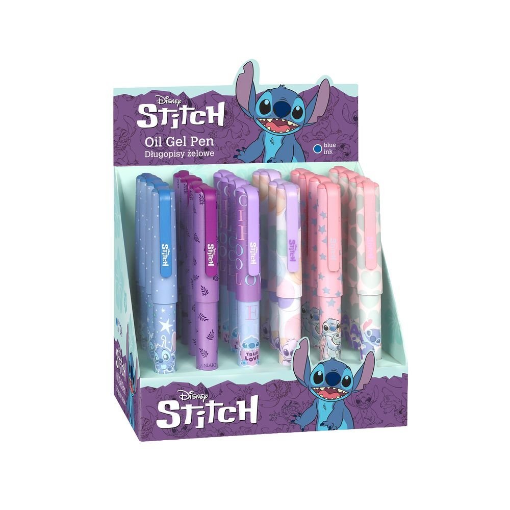 Expositor 24 Bolígrafos Gel Tinta Azul Stitch Pastel COOLPACK
