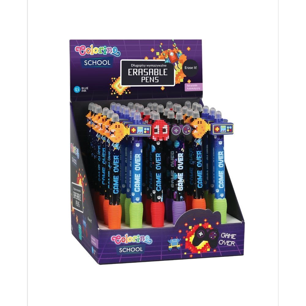 Expositor 36 bolígrafos borrables Game Over Coolpack