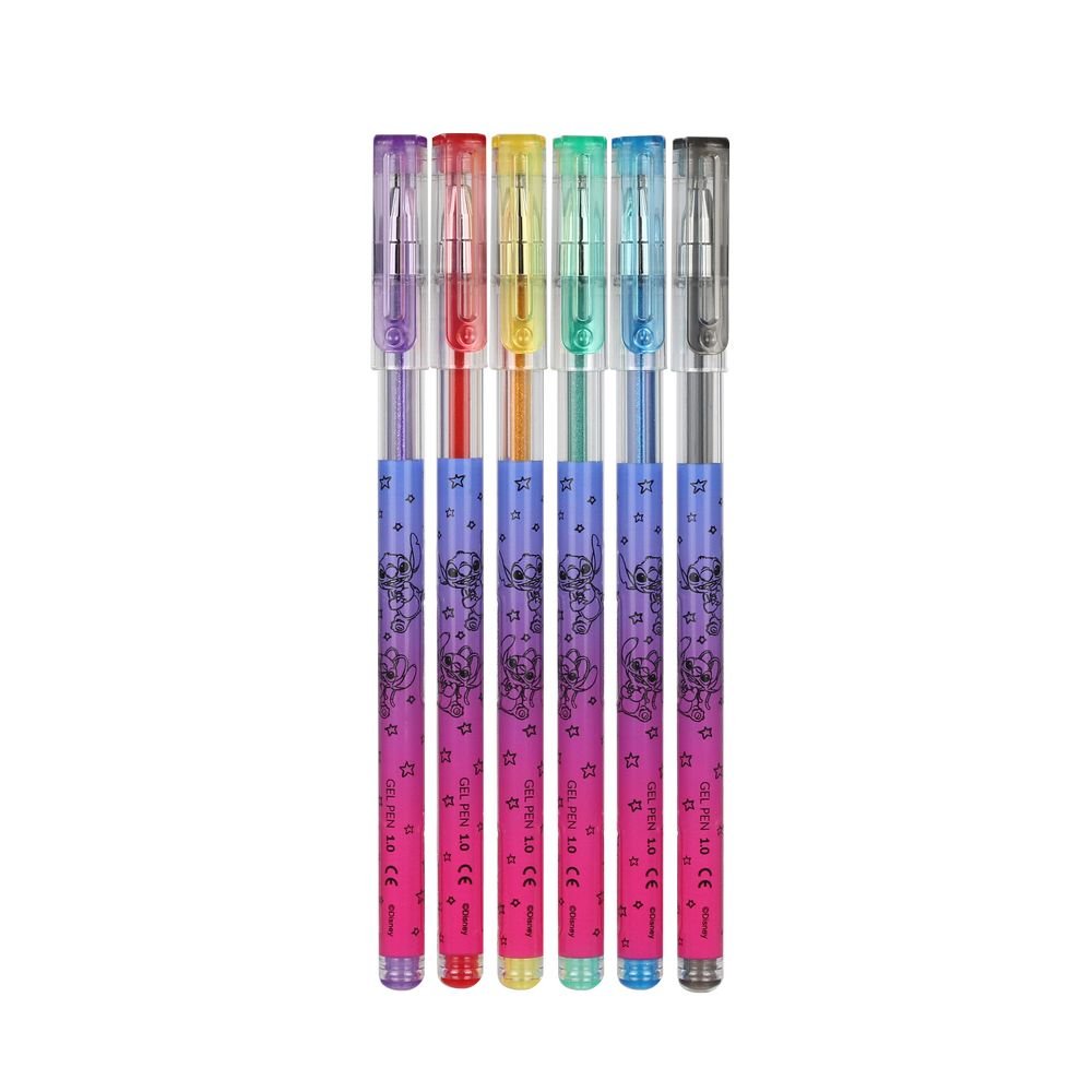 Bolígrafos Glitter 6 Unidades Stitch Black COOLPACK