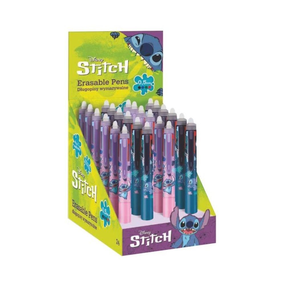 Expositor 24 Bolígrafos Borrables Multicolor 4 en 1 Stitch COOLPACK