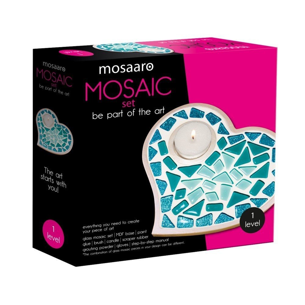 Kit creativo portavelas corazón mosaico cristal