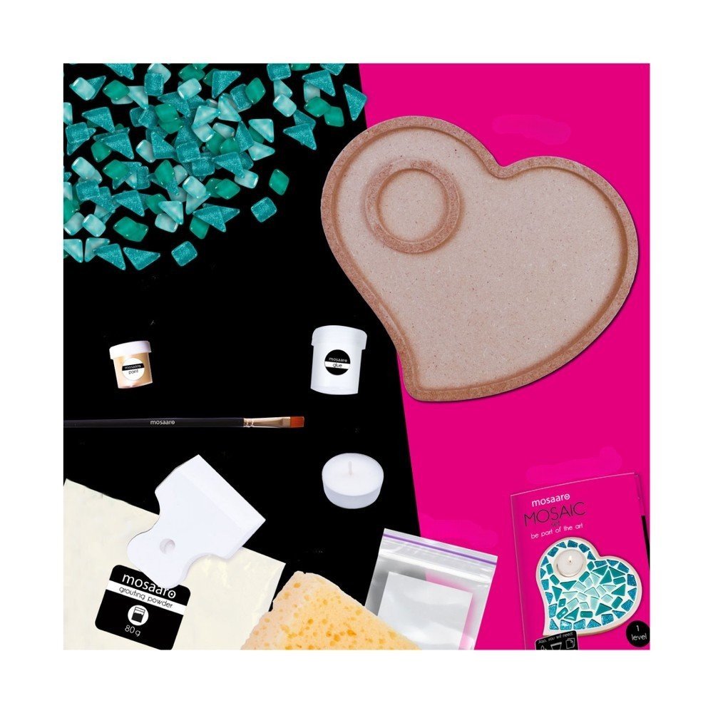 Kit creativo portavelas corazón mosaico cristal