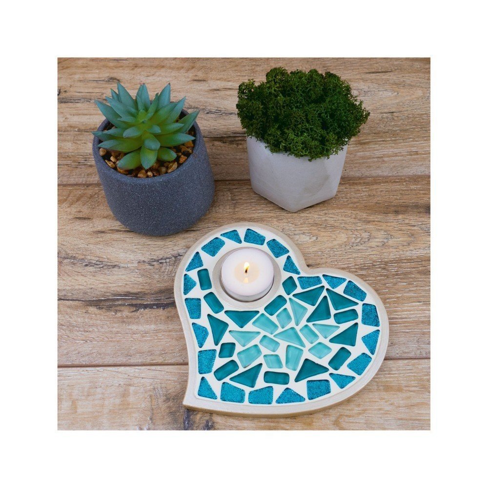 Kit creativo portavelas corazón mosaico cristal